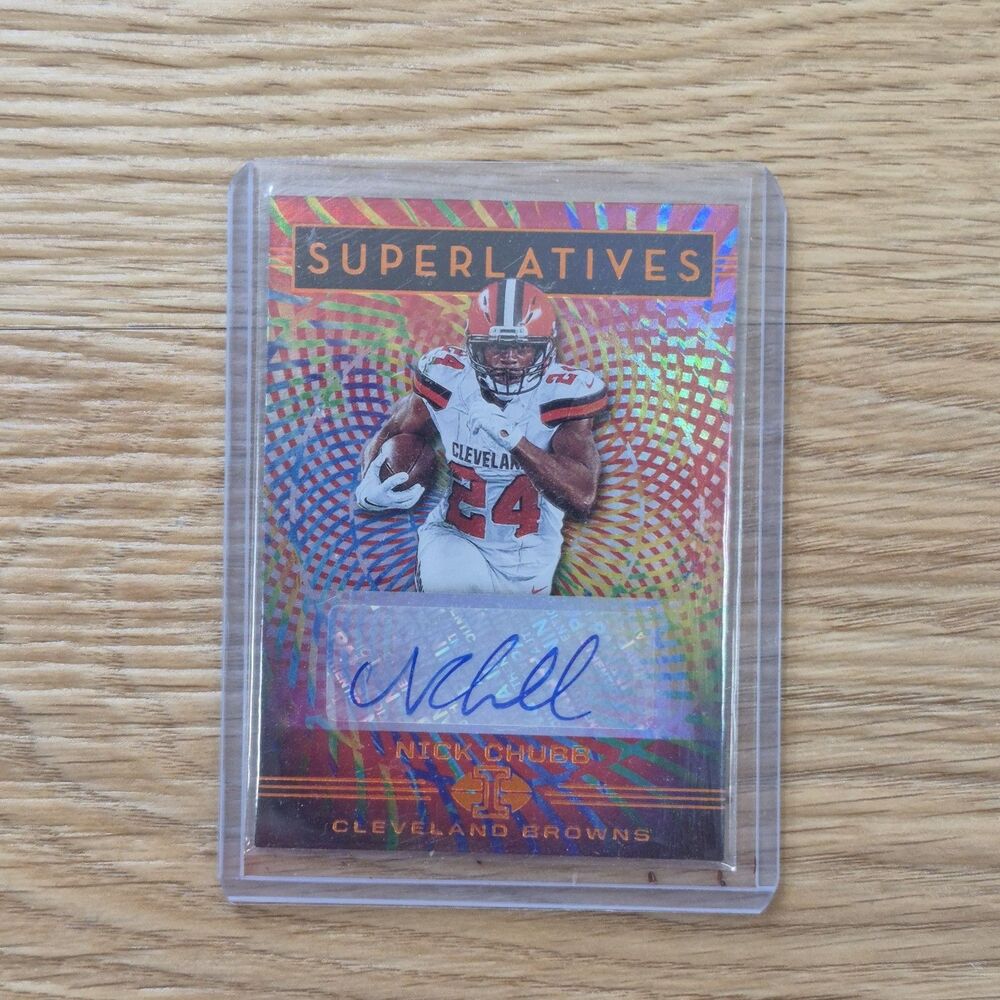 2020 Nick Chubb Illusions Superlatives Refractor Auto Autograph